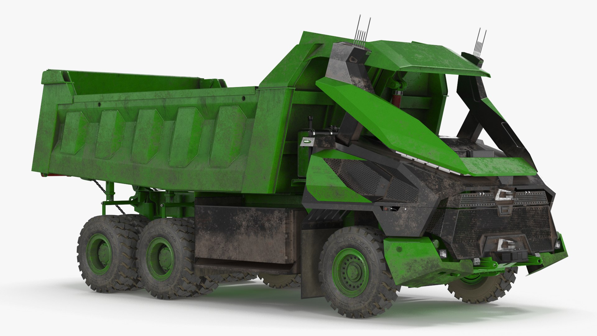 Dirty Autonomous Electric Dump Truck Dirty 3D model preview