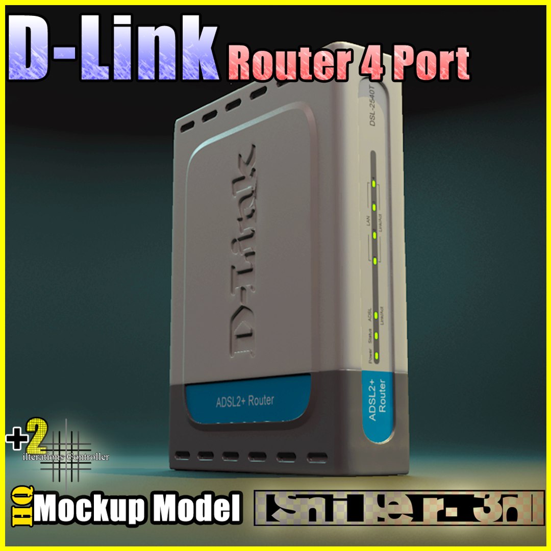 D-link Router 4 Port 3d Model