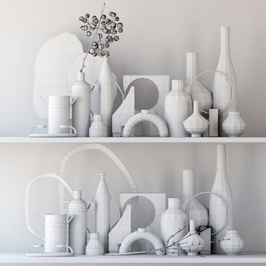3D Model Decor Set Vase - TurboSquid 1704310