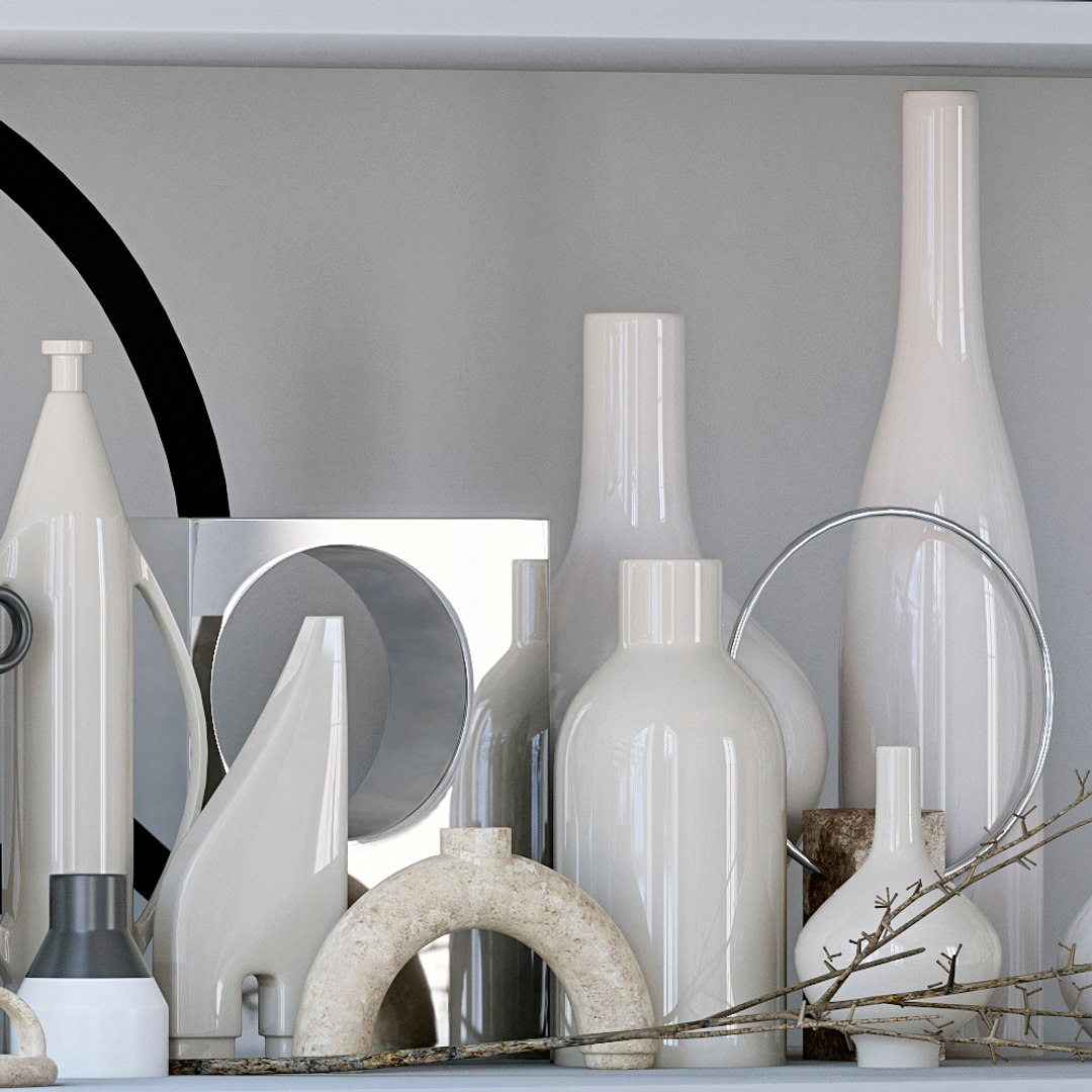 3D Model Decor Set Vase - TurboSquid 1704310