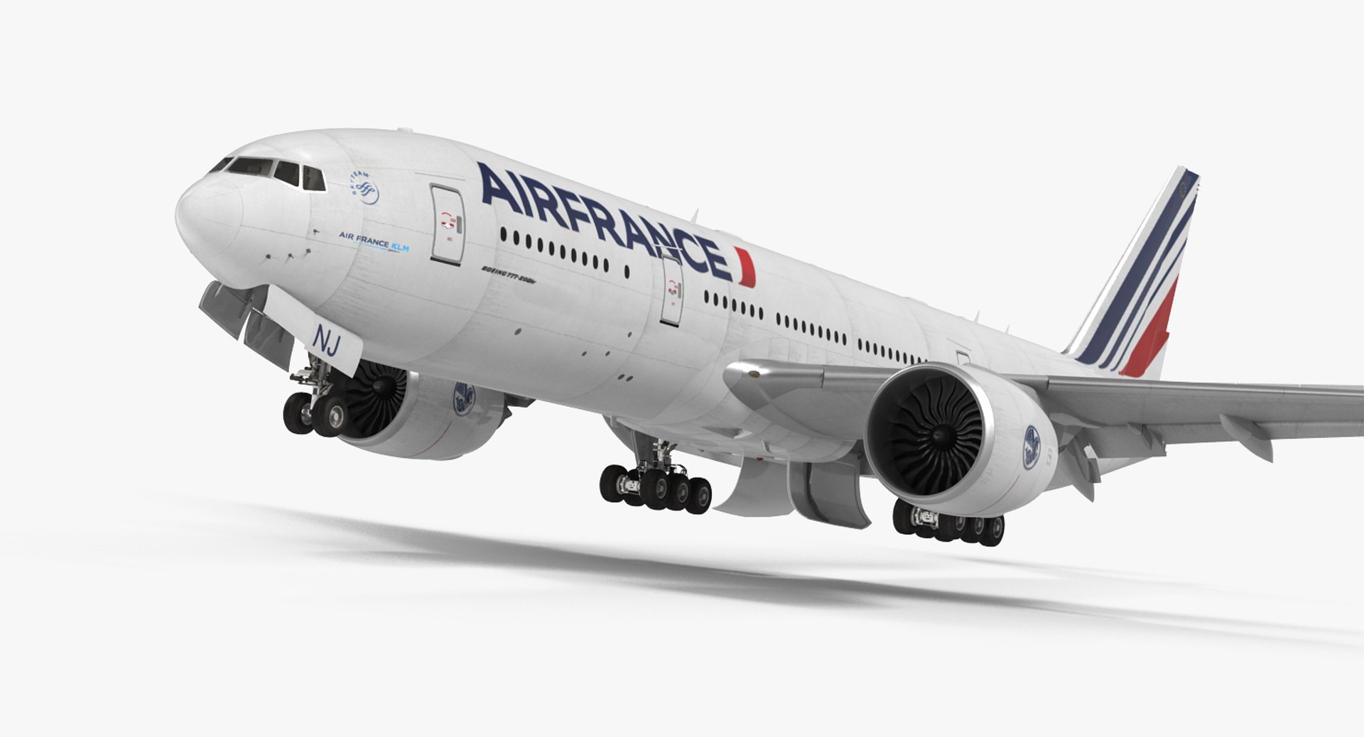 Boeing 777 200LR Air France Rigged 3D Model 3D model preview