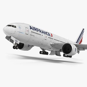 Boeing 777 200LR Air France Rigged 3D Model