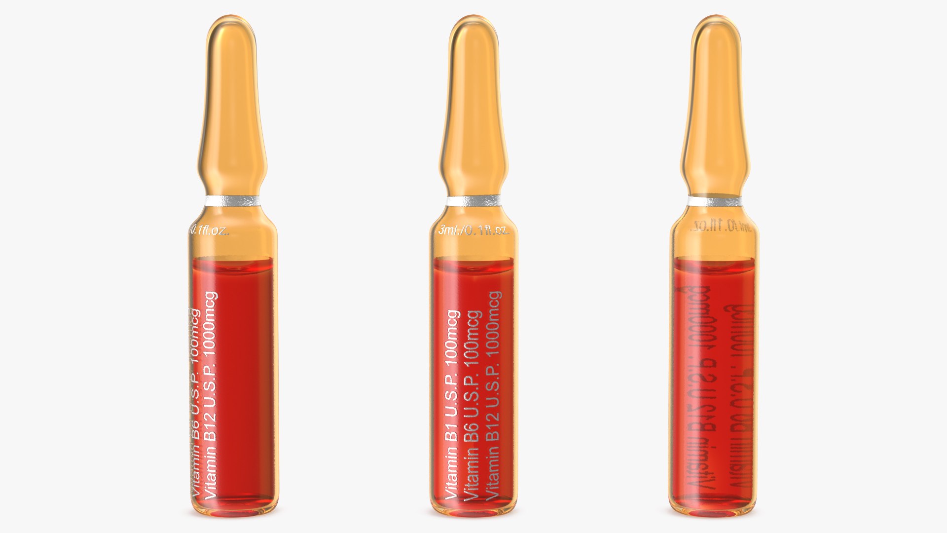 Vitamin B Complex 3ml Amber Ampoule 3D model preview