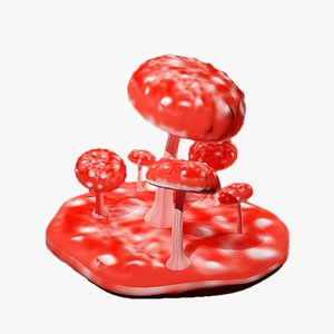 3D Mushroom in Red model