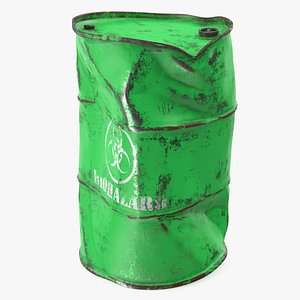 Damaged Biohazard Toxic Waste Barrel