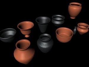 ancient pottery vessels pots 3d model