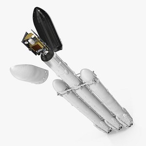 3D model rocket boosters satellite cargo
