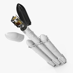 Rocket with Boosters and Satellite in Cargo
