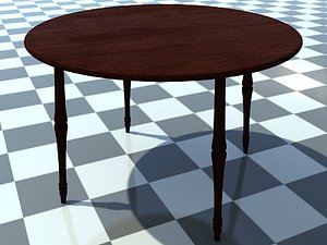 Table Small Round 2 - 3D Small Wooden Table model - Includes Wood Dark_1 Material - Made in 3ds max2010