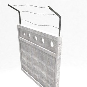 Barbed Wire Concrete Fence military section for game