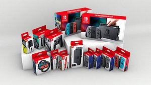 3d model of nintendo switch set boxes