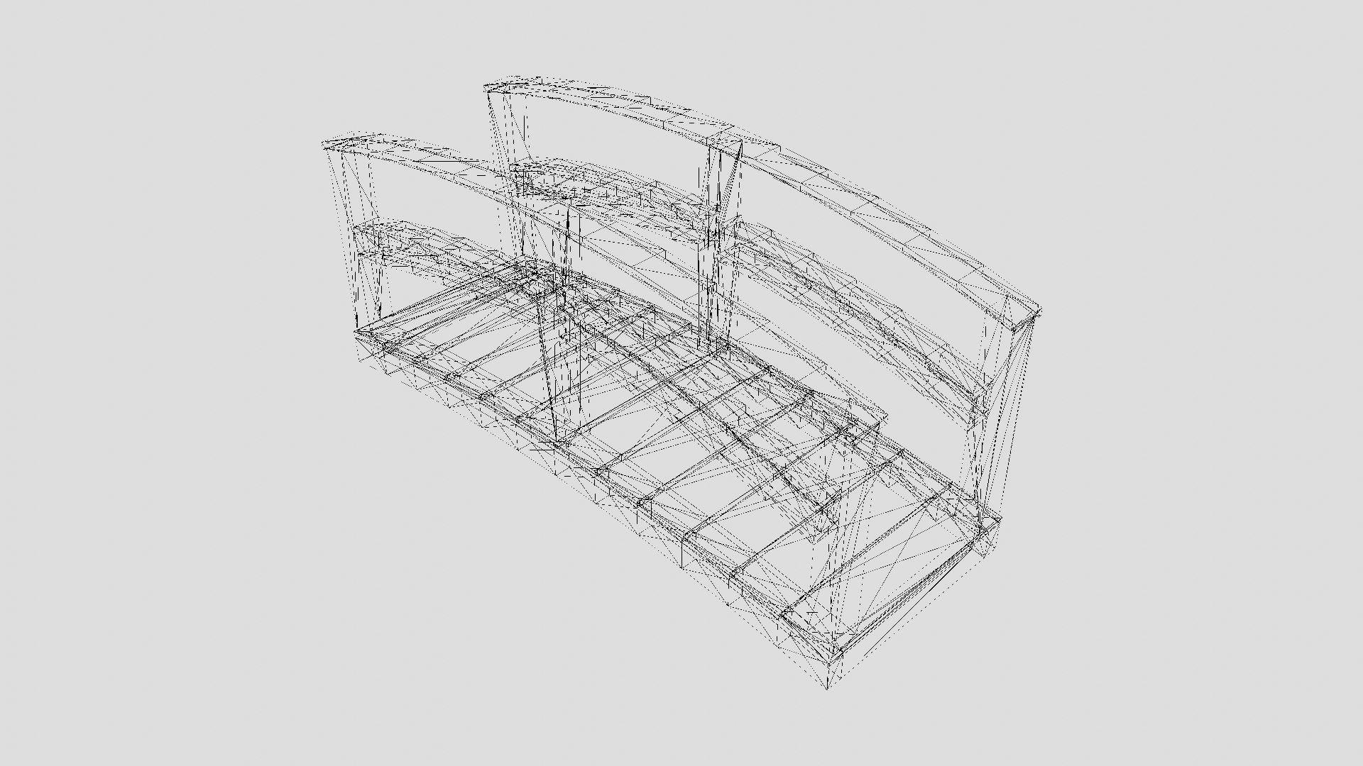 Curved Wooden Bridge 3D Model - Modern Double Beam Garden Footbridge ...