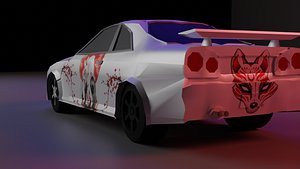 Lowpoly nissan skyline R34 3D