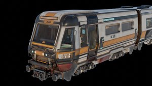 3D Sci-Fi Futuristic Metro Train Fully Rigged High-Detail 3D model