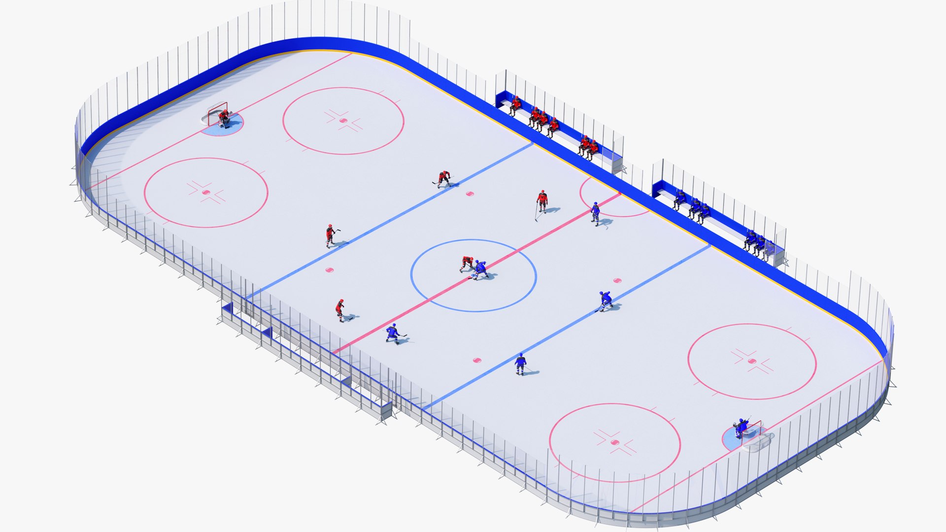 3D Model Hockey Rink With Players - TurboSquid 2468087