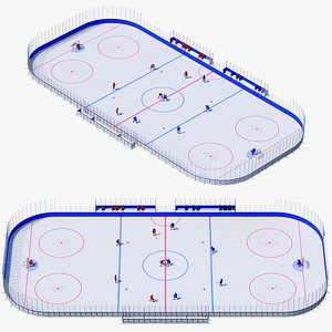 3D model Hockey rink with players