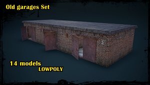 3D old garages set model