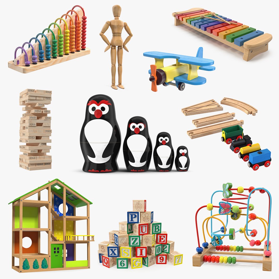 Wooden Toys Collection 4 3D model preview