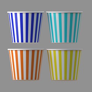 3D popcorn tub collection of 4