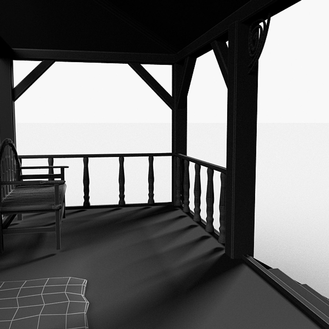 3d veranda wood wooden