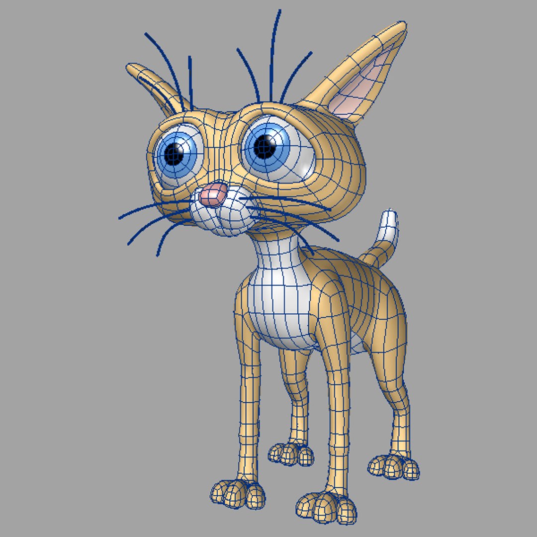 simple cartoon cat 3d model