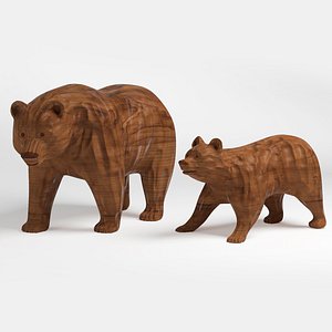 bear statue wood 3d max