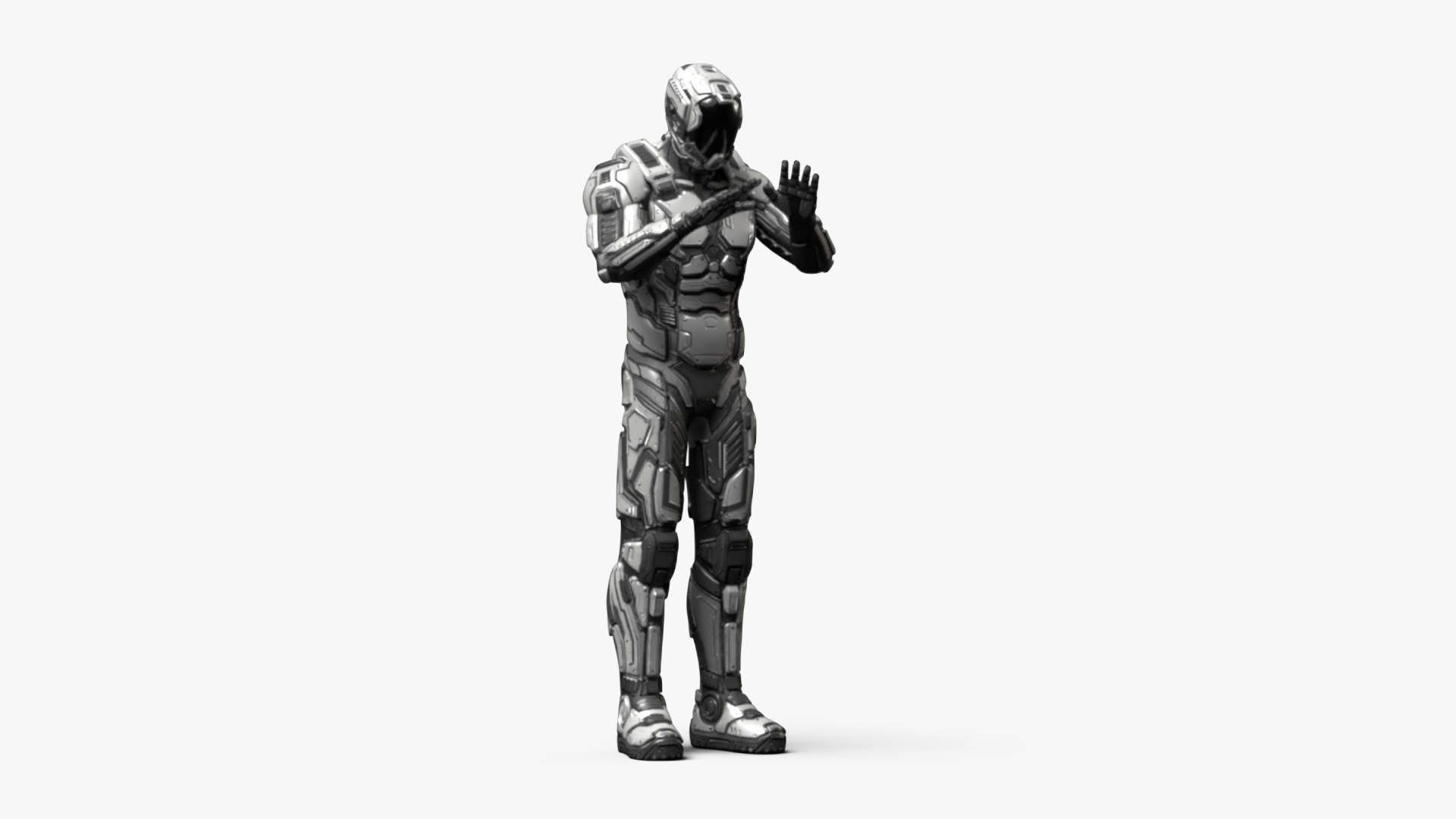 Futuristic Armored Soldier Character 3D model preview
