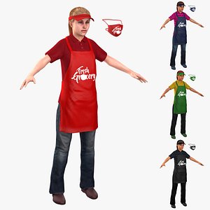 Grocery Workers Female 3D model