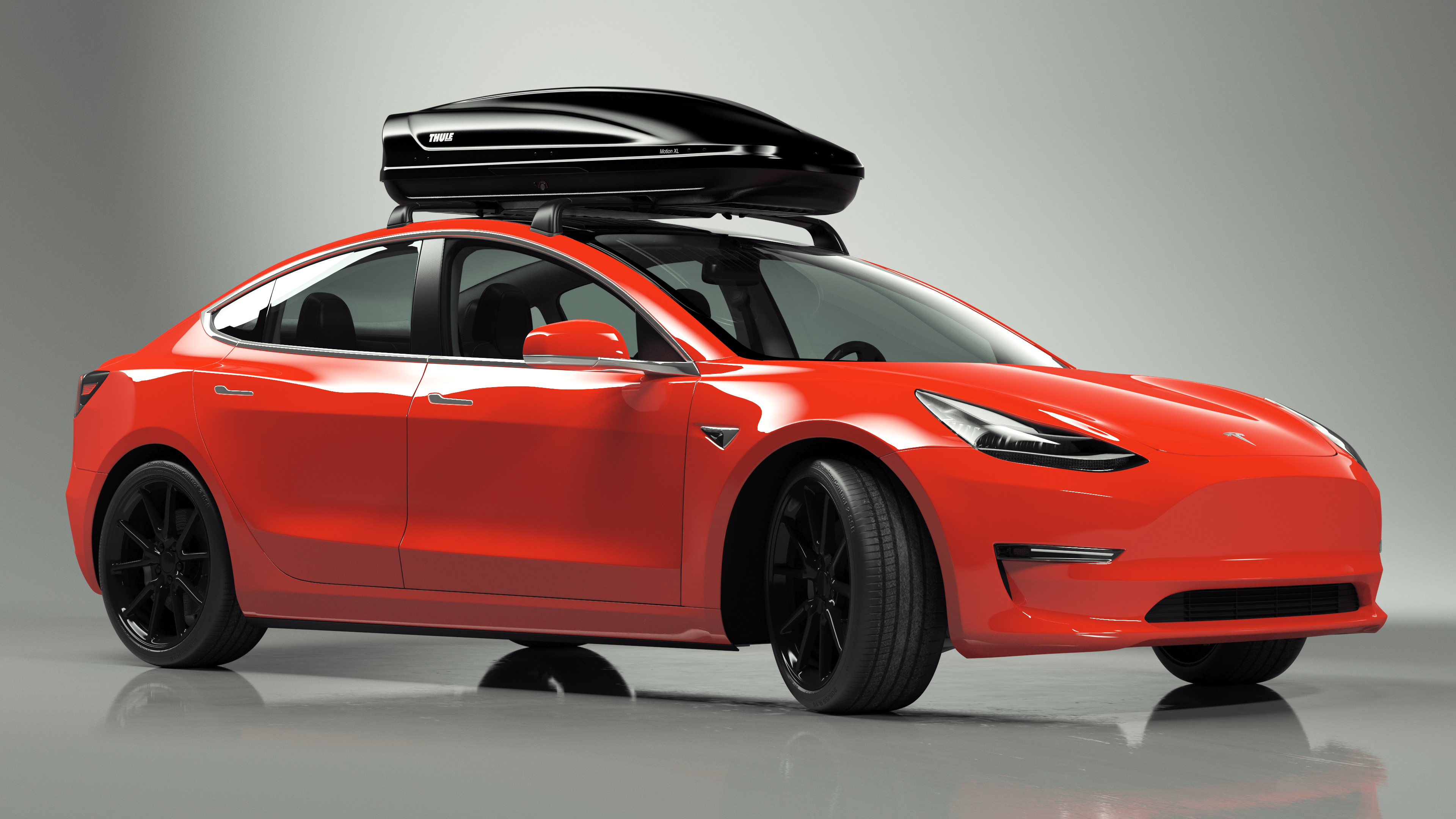 modelo 3d Tesla con cofre de techo para automóvil Thule en ...