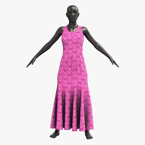 3D model Female Dress 008 Material 06 Mannequin 01 Pose 01 PBR 4K 3D model
