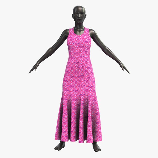 3D Model Female Dress 008 Material 06 Mannequin 01 Pose 01 PBR 4K 3D ...