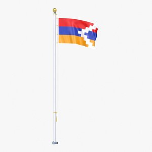 Artsakh Flag Stand Pole Animated Loop 3D model