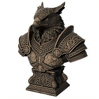Mythological Griffin Warrior Bust Sculpture 3D Model Quad Mesh