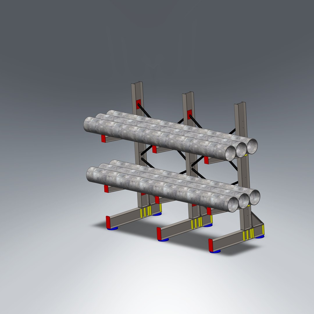 Industrial Steel Pipe Storage Rack With Bracing 3D Model - TurboSquid ...