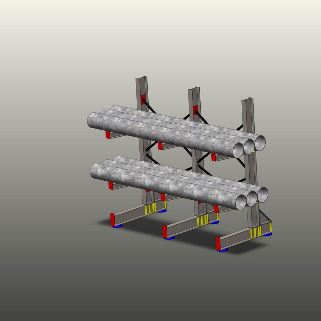 Industrial Steel Pipe Storage Rack With Bracing 3D Model - TurboSquid ...