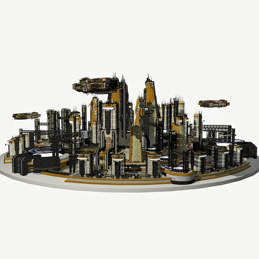 3d model of - sci fi cityscape