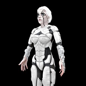 3D cyborg female hd model