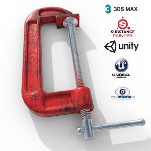3D model old g-clamp pbr clamp