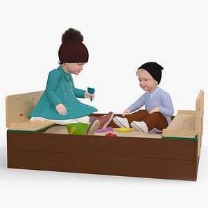 Little Children in Sandpit Fur 3D model