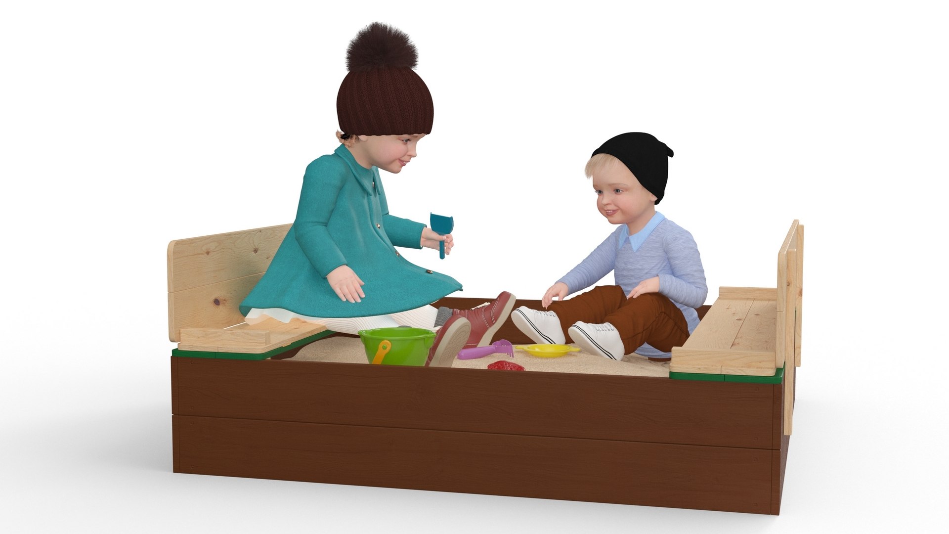 Little Children in Sandpit Fur