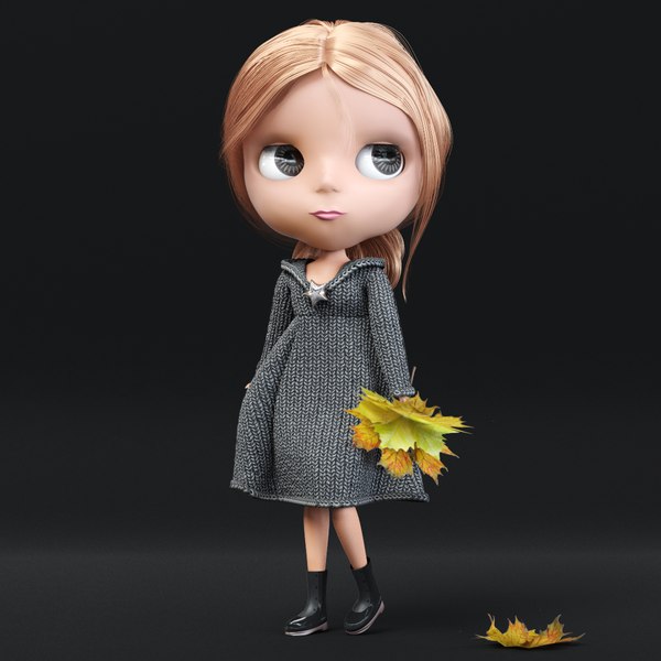 3d model of characters cartoon girl doll