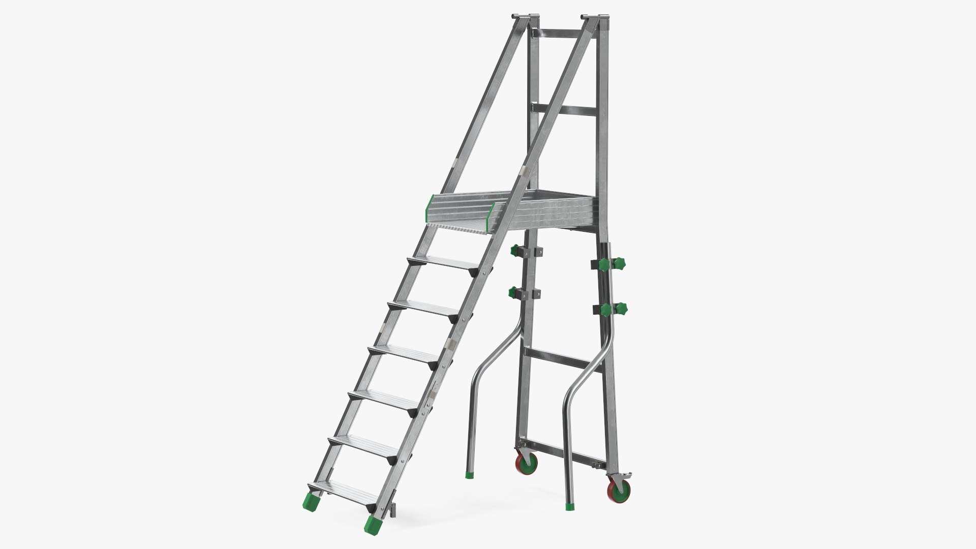 Aluminium Platform Ladder 3D model preview