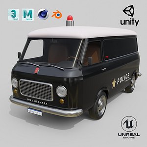 3D Vintage Police Van model