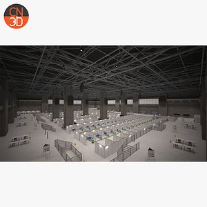 Hall 1 Epidemic - Covid19 - low poly 3D model