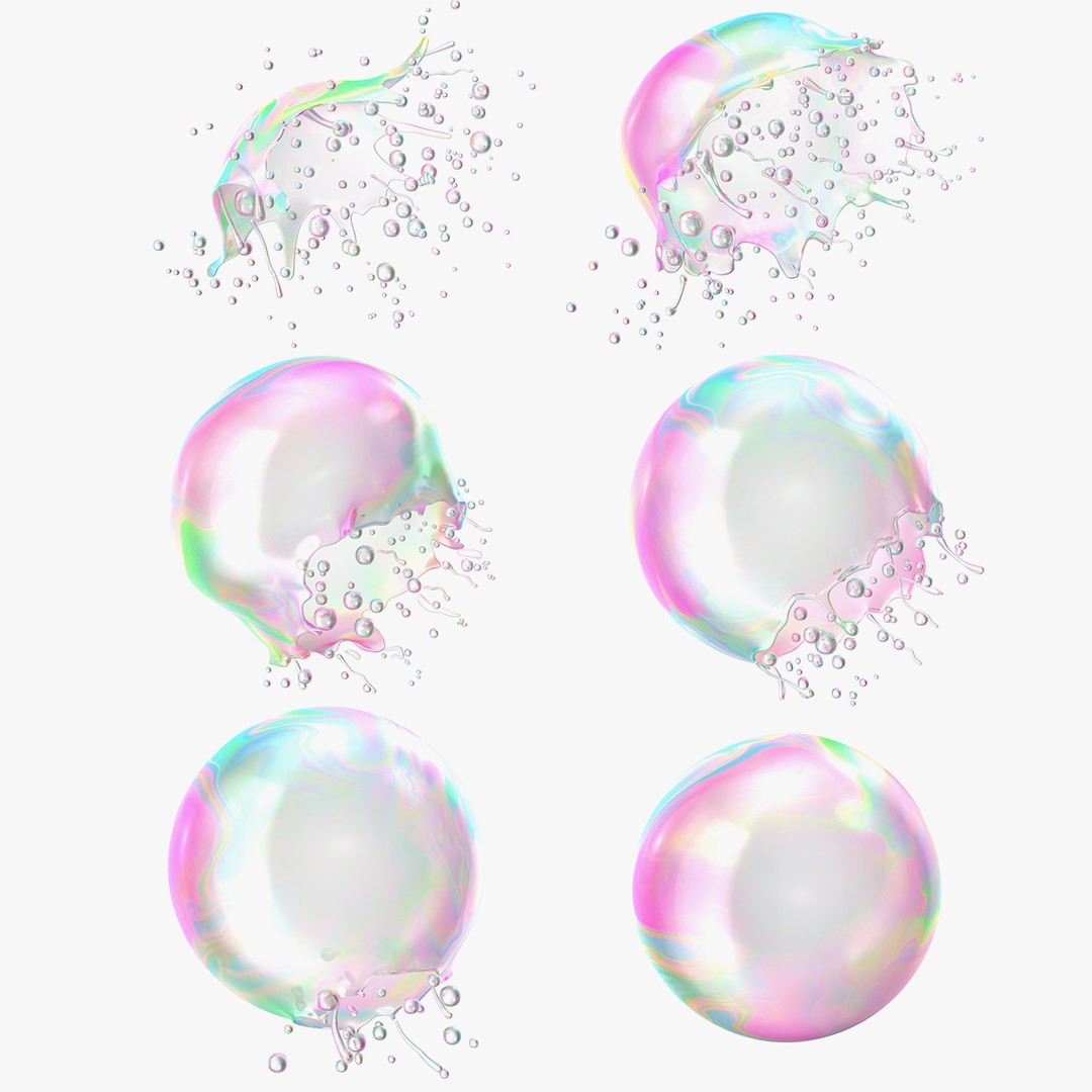 Soap Bubble Burst Stages Collection 3 3D model preview