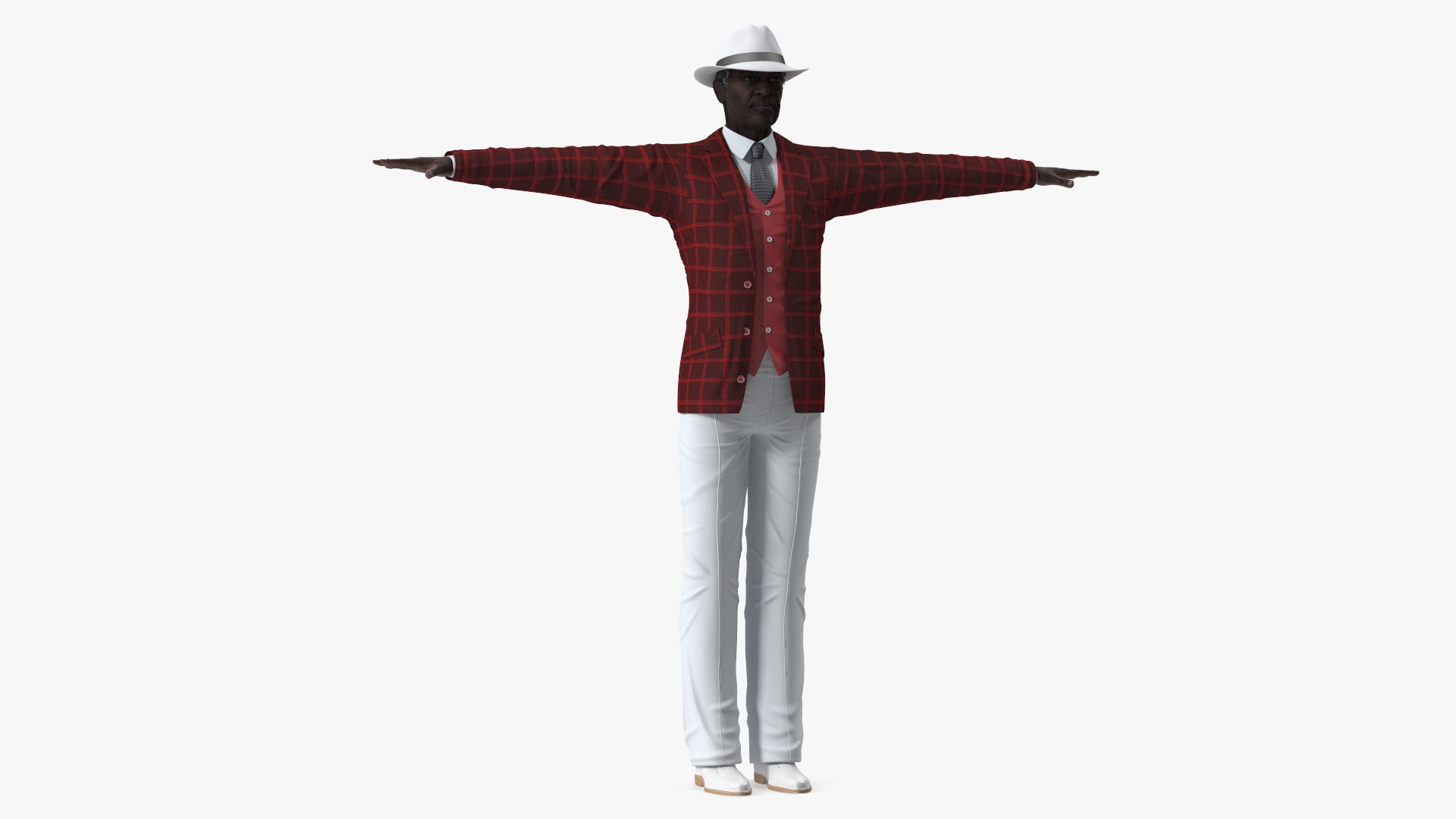 Afro American Elderly Man Formal Wear Rigged 3D model preview