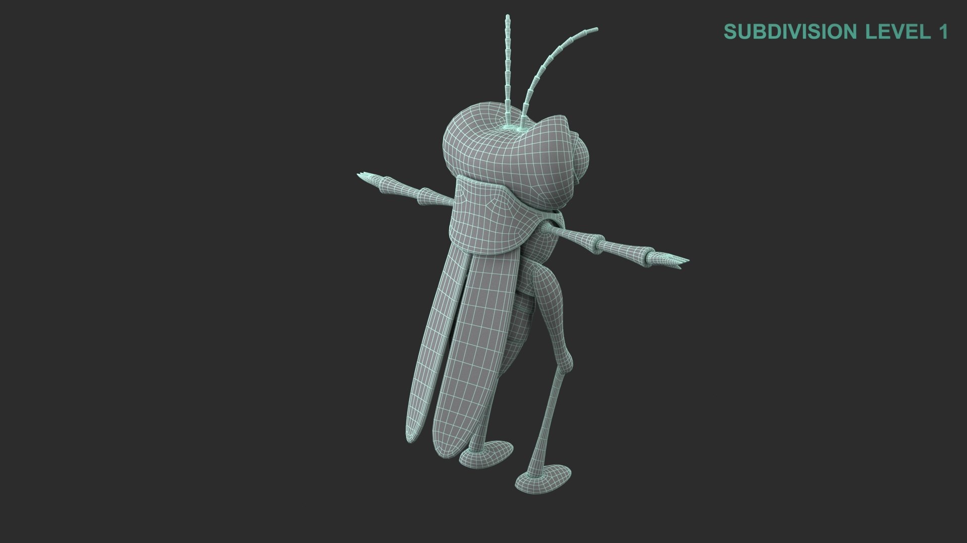 3D Cartoon Grasshopper Character model https://p.turbosquid.com/ts-thumb/EP/bCk59p/1U/wireframe0006/jpg/1684128331/1920x1080/fit_q87/a6d6b83bbbf6e6fe7955e2161afbf32e6bc07165/wireframe0006.jpg