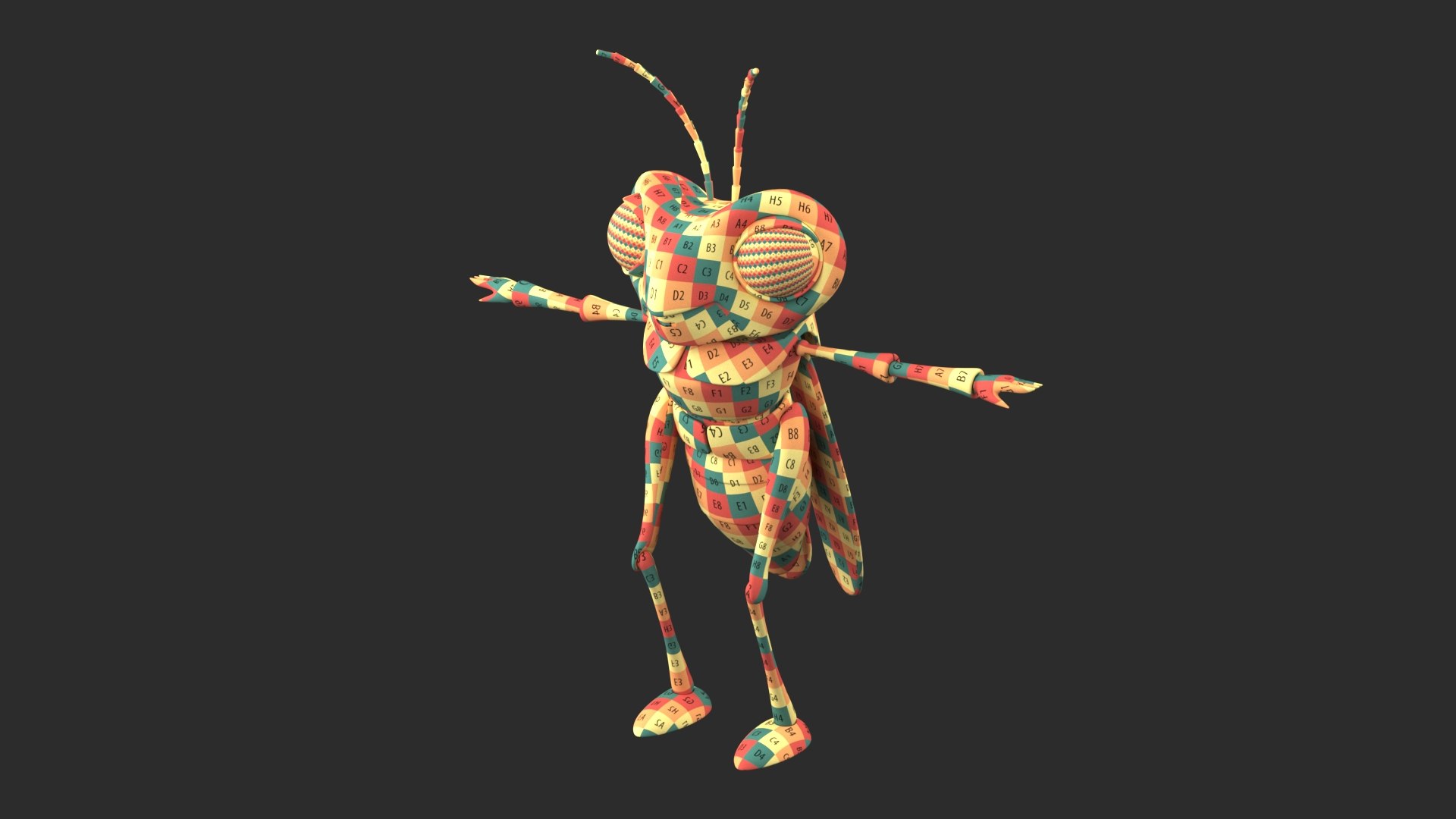 3D Cartoon Grasshopper Character model https://p.turbosquid.com/ts-thumb/EP/bCk59p/6v/wireframe0000/jpg/1684128329/1920x1080/fit_q87/6a700b6320a416127d98b89955ab3975812a00f7/wireframe0000.jpg