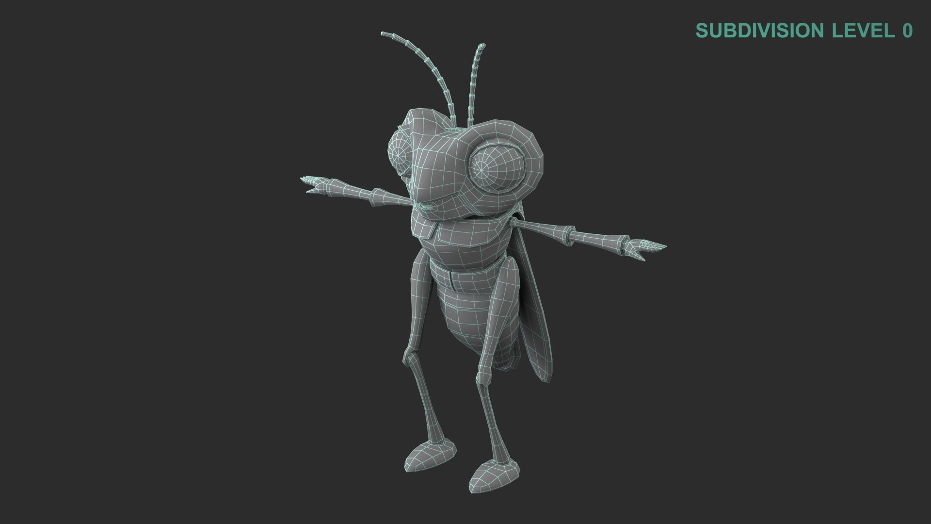 3D Cartoon Grasshopper Character model https://p.turbosquid.com/ts-thumb/EP/bCk59p/mw/wireframe0007/jpg/1684128332/1920x1080/fit_q87/d5cad3f7e11889e124c1bc4ef676c1233935fe65/wireframe0007.jpg