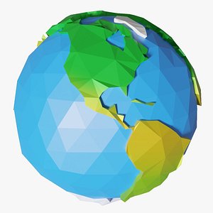 Cartoon Low Poly Earth model